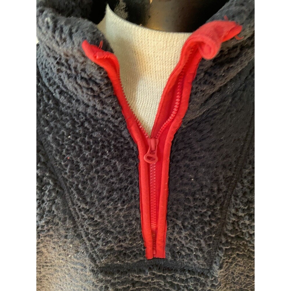 Tommy Hilfiger Women's Sherpa 1/4 Zip Jacket Size L Blue Thumb Holes Preppy - Picture 3 of 11